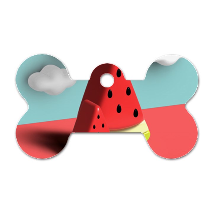 Watermelon Fruit Dog Tag Bone (One Side)