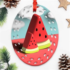 Watermelon Fruit Oval Filigree Ornament (two Sides)