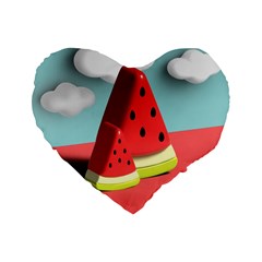 Watermelon Fruit Standard 16  Premium Heart Shape Cushions