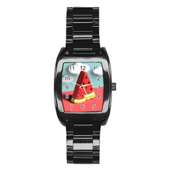 Watermelon Fruit Stainless Steel Barrel Watch