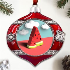 Watermelon Fruit Metal Snowflake And Bell Red Ornament