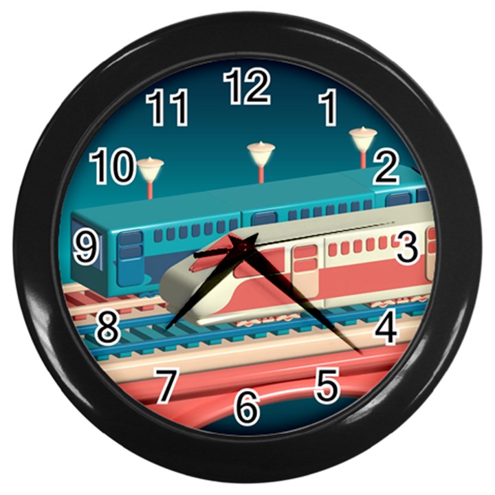 Bridge Transportation Train Toys Wall Clock (Black)