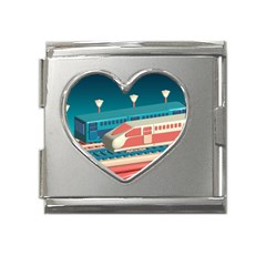 Bridge Transportation Train Toys Mega Link Heart Italian Charm (18mm) by Modalart