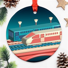 Bridge Transportation Train Toys Round Ornament (two Sides)