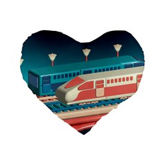 Bridge Transportation Train Toys Standard 16  Premium Flano Heart Shape Cushions by Modalart