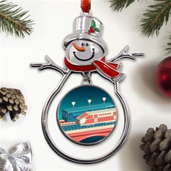 Bridge Transportation Train Toys Metal Snowman Ornament