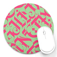 Pattern Ornament Gothic Style Elegant Font Tattoos Round Mousepad