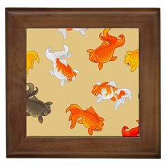 Gold Fish Seamless Pattern Background Framed Tile by Bedest