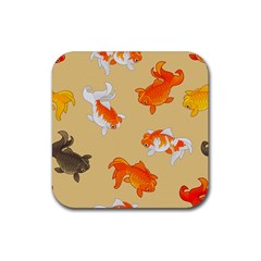 Gold Fish Seamless Pattern Background Rubber Coaster (square) by Bedest