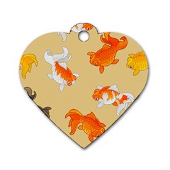 Gold Fish Seamless Pattern Background Dog Tag Heart (one Side) by Bedest