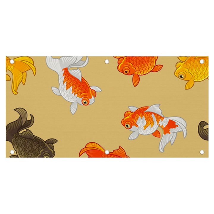 Gold Fish Seamless Pattern Background Banner and Sign 4  x 2 