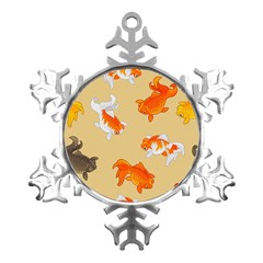 Gold Fish Seamless Pattern Background Metal Small Snowflake Ornament by Bedest