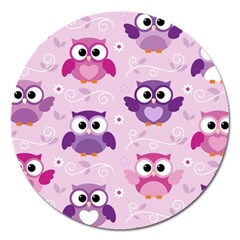 Seamless Cute Colourfull Owl Kids Pattern Magnet 5  (round) by Bedest