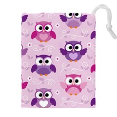 Seamless Cute Colourfull Owl Kids Pattern Drawstring Pouch (4xl) by Bedest