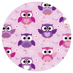 Seamless Cute Colourfull Owl Kids Pattern Round Trivet by Bedest