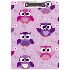 Seamless Cute Colourfull Owl Kids Pattern A4 Acrylic Clipboard by Bedest