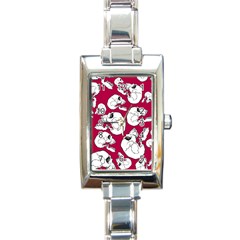 Terrible Frightening Seamless Pattern With Skull Rectangle Italian Charm Watch by Bedest