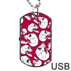 Terrible Frightening Seamless Pattern With Skull Dog Tag Usb Flash (two Sides) by Bedest