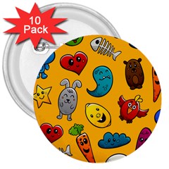 Graffiti Characters Seamless Ornament 3  Buttons (10 Pack)  by Bedest