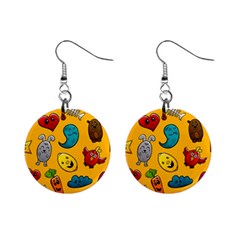 Graffiti Characters Seamless Ornament Mini Button Earrings by Bedest