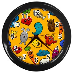 Graffiti Characters Seamless Ornament Wall Clock (black)