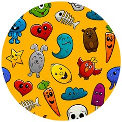 Graffiti Characters Seamless Ornament Wooden Puzzle Round by Bedest