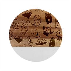 Graffiti Characters Seamless Ornament Marble Wood Coaster (round)