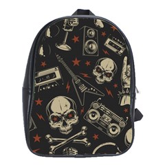 Grunge Seamless Pattern With Skulls School Bag (large) by Bedest