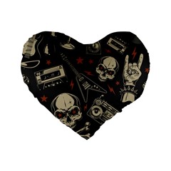 Grunge Seamless Pattern With Skulls Standard 16  Premium Heart Shape Cushions by Bedest