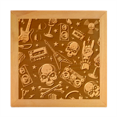 Grunge Seamless Pattern With Skulls Wood Photo Frame Cube by Bedest