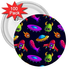 Space Pattern 3  Buttons (100 Pack)  by Bedest