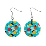 Pop Art Style Citrus Seamless Pattern Mini Button Earrings Front