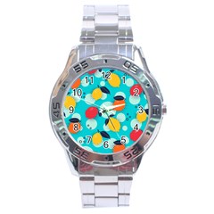 Pop Art Style Citrus Seamless Pattern Stainless Steel Analogue Watch by Bedest