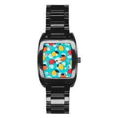 Pop Art Style Citrus Seamless Pattern Stainless Steel Barrel Watch by Bedest