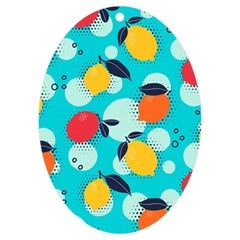 Pop Art Style Citrus Seamless Pattern Uv Print Acrylic Ornament Oval by Bedest