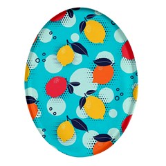 Pop Art Style Citrus Seamless Pattern Oval Glass Fridge Magnet (4 Pack)