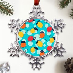 Pop Art Style Citrus Seamless Pattern Metal Large Snowflake Ornament by Bedest