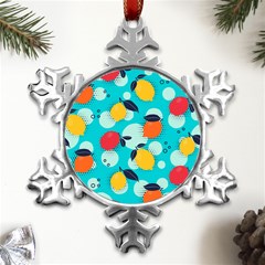 Pop Art Style Citrus Seamless Pattern Metal Small Snowflake Ornament by Bedest