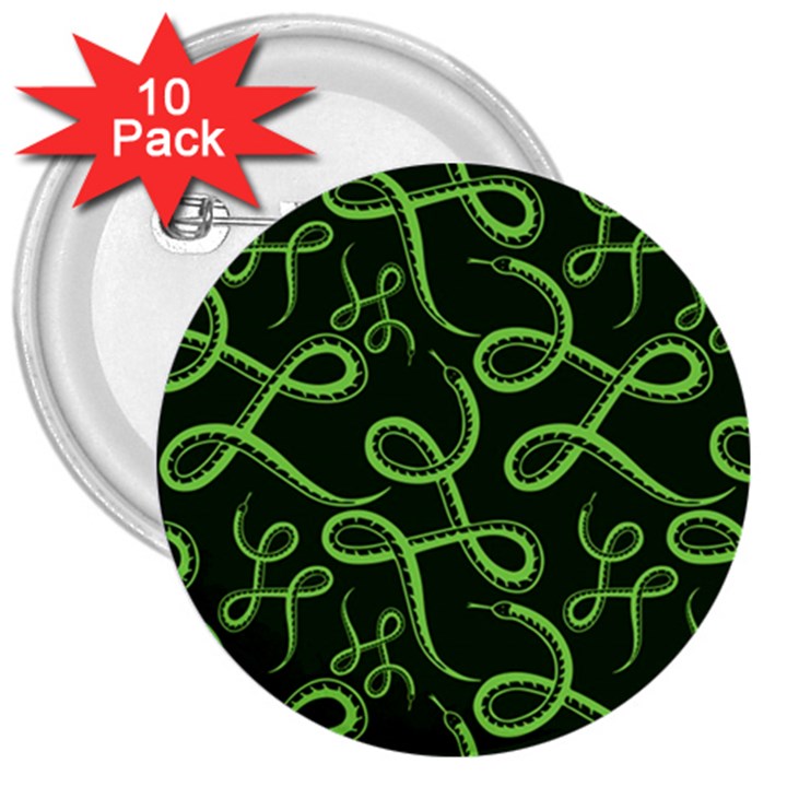 Snakes Seamless Pattern 3  Buttons (10 pack) 