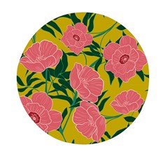 Pink Flower Seamless Pattern Mini Round Pill Box by Bedest