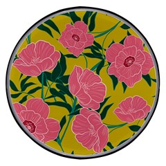 Pink Flower Seamless Pattern Wireless Fast Charger(black)