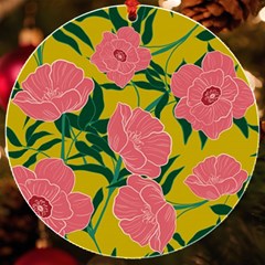 Pink Flower Seamless Pattern Uv Print Acrylic Ornament Round