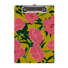 Pink Flower Seamless Pattern A5 Acrylic Clipboard by Bedest