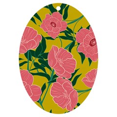 Pink Flower Seamless Pattern Uv Print Acrylic Ornament Oval