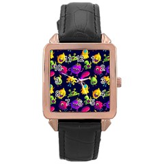 Space Patterns Rose Gold Leather Watch  by Bedest