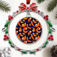 Space Patterns Pattern Metal X mas Wreath Ribbon Ornament by Bedest