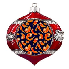 Space Patterns Pattern Metal Snowflake And Bell Red Ornament by Bedest