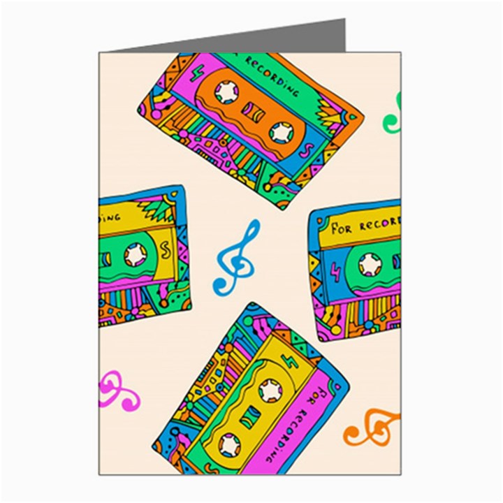 Seamless Pattern With Colorful Cassettes Hippie Style Doodle Musical Texture Wrapping Fabric Vector Greeting Cards (Pkg of 8)