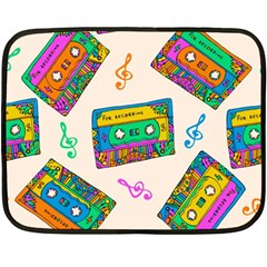 Seamless Pattern With Colorful Cassettes Hippie Style Doodle Musical Texture Wrapping Fabric Vector Two Sides Fleece Blanket (mini) by Bedest