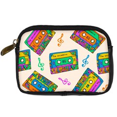 Seamless Pattern With Colorful Cassettes Hippie Style Doodle Musical Texture Wrapping Fabric Vector Digital Camera Leather Case by Bedest